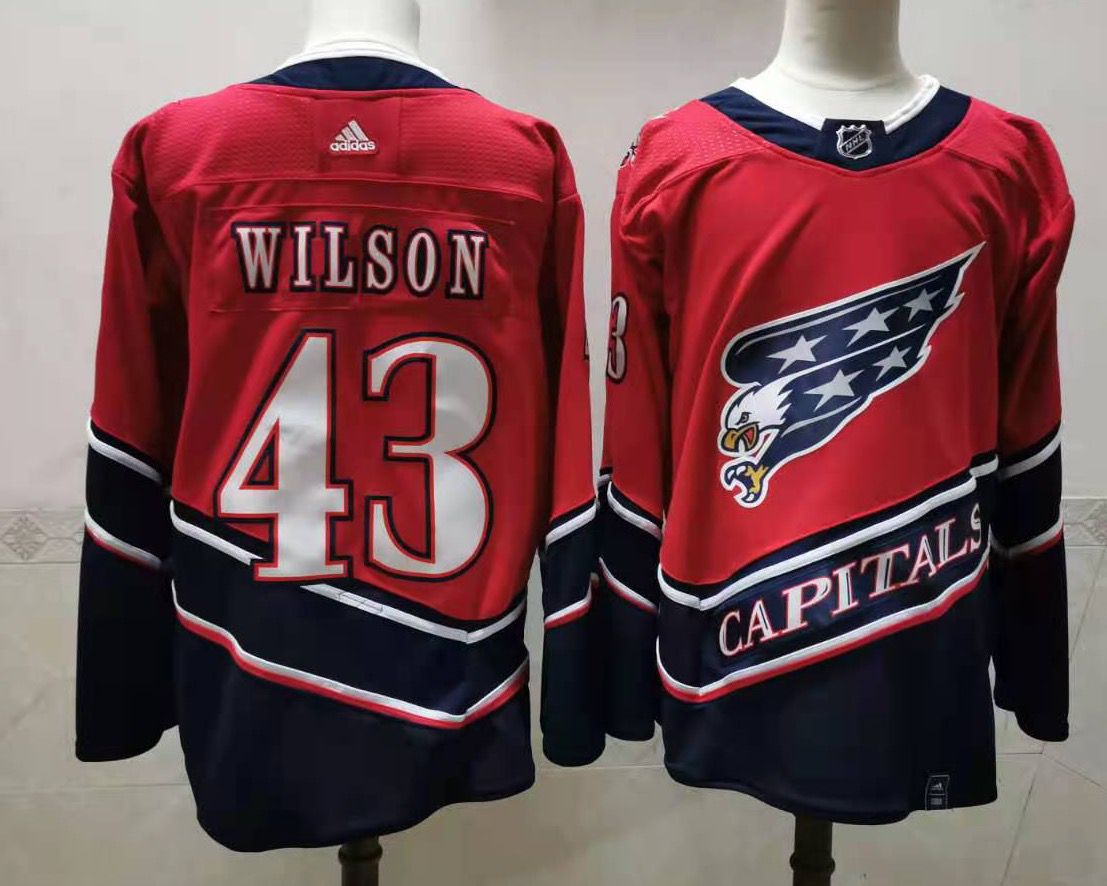Men Washington Capitals #43 Wilson Red Throwback Authentic Stitched 2020 Adidias NHL Jersey